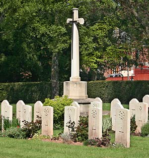 WW2 memorial cross in Higher Cemetery The memorial cross in Higher Cemetery for the fallen of WW2