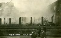 The fire in 1910 at the timber yard The fire in 1910 at the timber yard