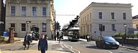 Ambulance car at the City Hospital A tram trundles down Queen Street