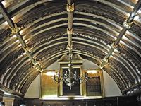 The highly decorated roof of the main hall