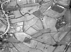 Map showing postion of Marsh Barton Priory. Aerial photo showing the Priory site.