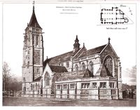 Architects drawing of Emmanuel Church, Okehampton Road. Architects drawing of Emmanuel Church, Okehampton Road.