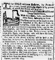An 1804 advert to sell the boats. An 1804 advert to sell the boats.