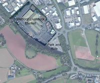 Wonford Baptist Church and children This aerial view shows Matford Livestock Market