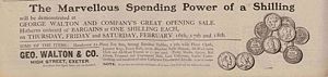 House of Fraser Walton's opening advert 1905