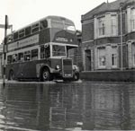 Bus ploughs through flood Bus ploughs through flood