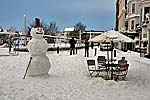 The Mayoress supervising replacement clothing Royal Clarence snowman