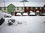 The bombs drop and fires rage over Exeter Exwick in the snow.