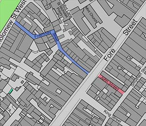 The Ferry in the 1950s Map showing John and Friernhay Streets