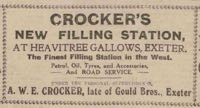 Advert for Crocker's filling station Crocker's Filling Station - November 1926