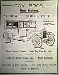 Cox Bros. motor engineers advert Cox Bros. motor engineers advert