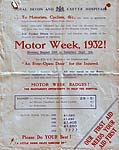 The flyer for the 1932 Motor Week The flyer for the 1932 Motor Week