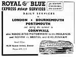 Royal Blue Coaches advert Royal Blue Coaches advert