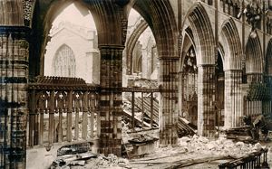 Bomb damage in the Cathedral Bomb damage in the Cathedral