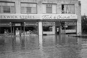 Exwick Stores in the floods Exwick Stores in the floods