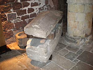 The coffin in St Nicholas Priory The coffin in St Nicholas Priory