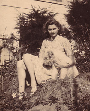 Olive sitting on an Anderson shelter Olive sitting on an Anderson shelter