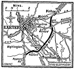 Map of Exeter by-pass Map of Exeter by-pass