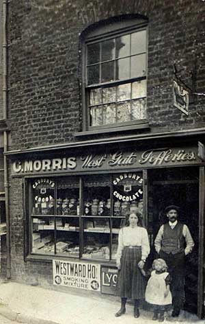 George Morris outside his shop George Morris outside his shop