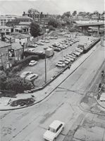 Original 1930s front entrance. The ramp for the Guildhall Centre car park has been constructed