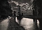 34001 Exeter Horse towing ship by moonlight