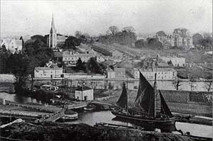 Kings Arm Sluice with the canal in the foreground snf the river beyond - circa 1900
