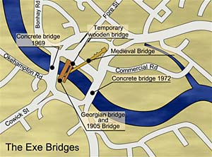 Map of the Exe Bridges Map of the Exe Bridges
