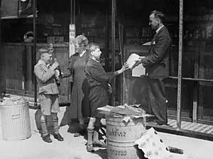 Rations being handed out in Exeter Rations being handed out in Exeter