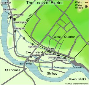 Map of Exeter's water mills Map of Exeter's water mills