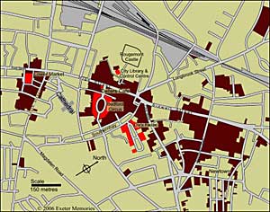 Map of the Exeter blitz Map of the Exeter blitz