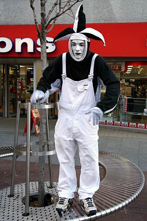 Mime artist busking