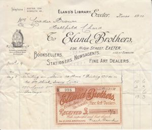 Frank Eland An invoice from Eland's